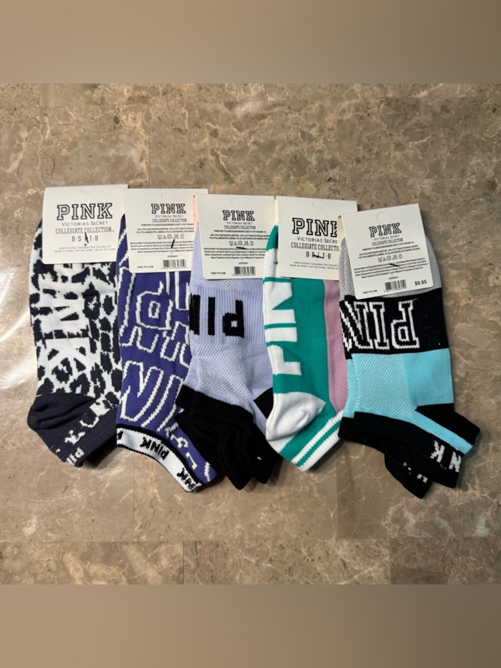 New Pink Victoria’s Secret Socks
With tags 
New Pink socks 
5 pairs included